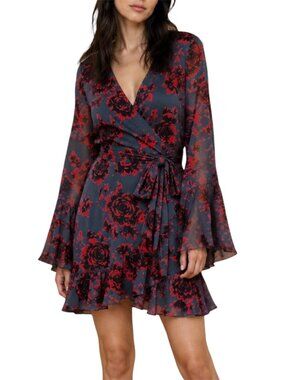 plus size 14 NWT City Chic Ariarne Rose Floral Wrap Mini Dress